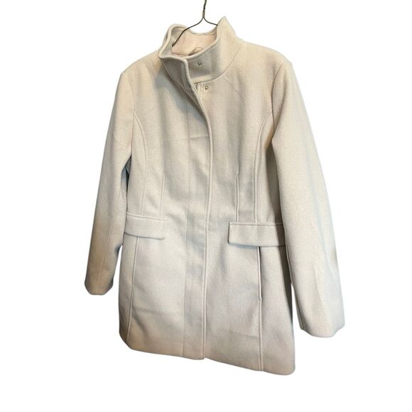 Vince Camuto Jackets & Blazers - Vince Camuto Women's Large Cream Full Zip Button Mock Neck Pea Coat n1217